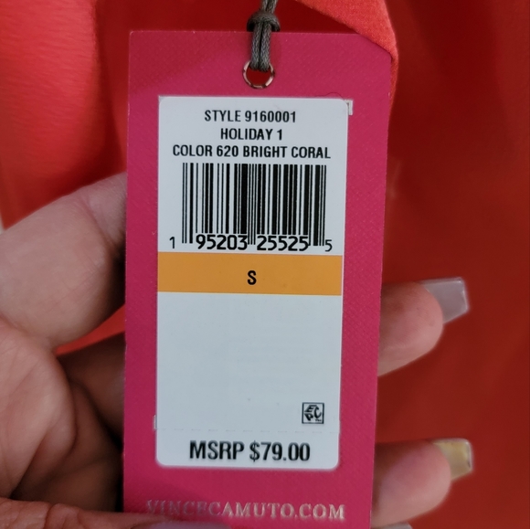 Beautiful Vince Camuto, bright coral blouse, small - Picture 5 of 10